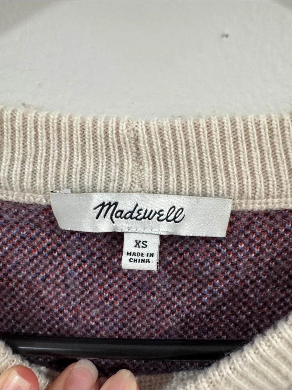 Madewell women’s Cherry jacquard Gray Crewneck pullover Sweater wool blend